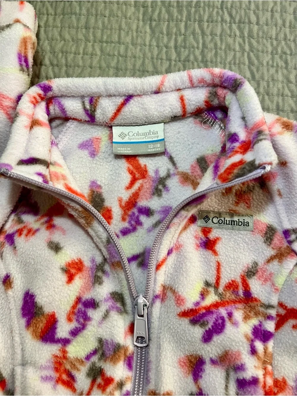Columbia Girls' Lavender Floral Print Fleece Jacket 12-18 Months